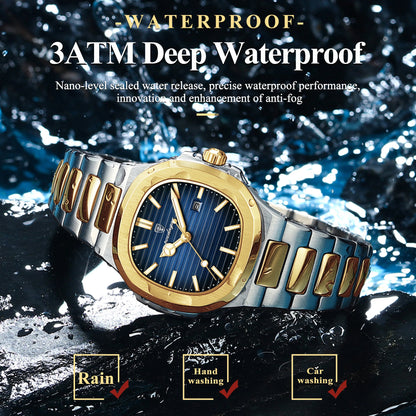 POEDAGAR Fashion Square Watches For Woman Waterproof Luminous Date Ladies Watch Stainless Steel Luxury Quartz Women's Wristwatch