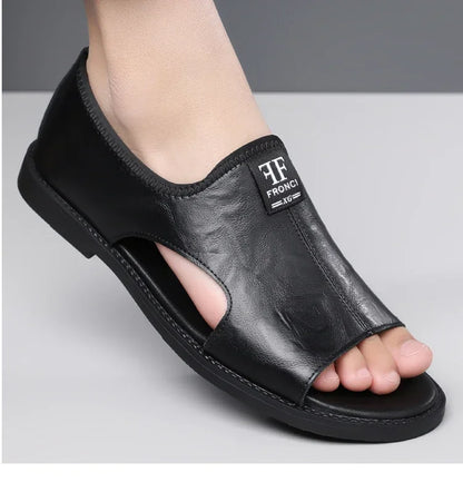 Men's Roman Sandals Summer Comfort Casual Soft Sole Slippers Anti-Slip Breathable Outdoor Slip-On Beach Shoes-HT2025