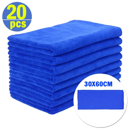 1-20Pcs Soft Microfiber Car Cleaning Towel Drying Cloth Hemming Wash Towel Water Suction Polishing Car Motorcycle Cleaning Tools