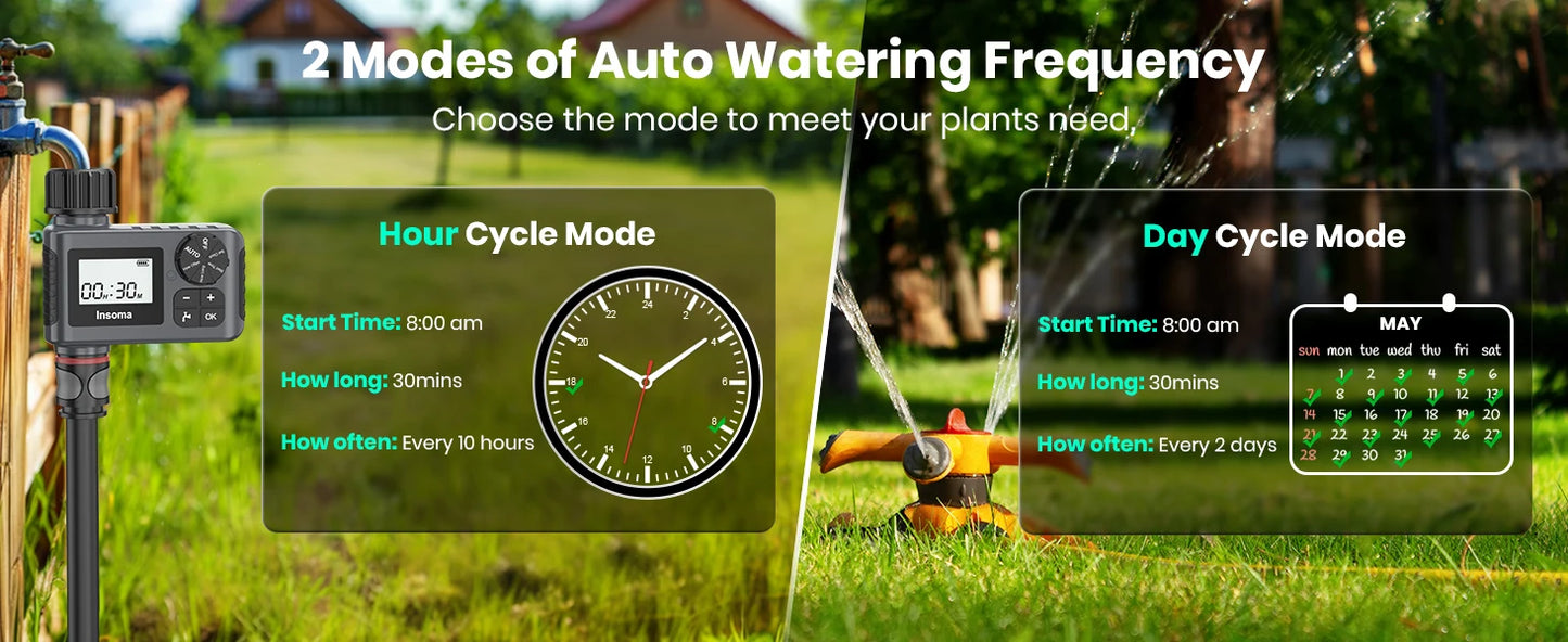 INSOMA Automatic Water Timer Intelligent Irrigation Watering System LCD Display IPX5 Sprinkler Timer Garden Programmer Equipment