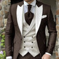 Pink Men's Elegant Peak Lapel Tuxedo 3-Piece Suit with Blazer Vest And Pants Set for Formal Business Prom Grooming