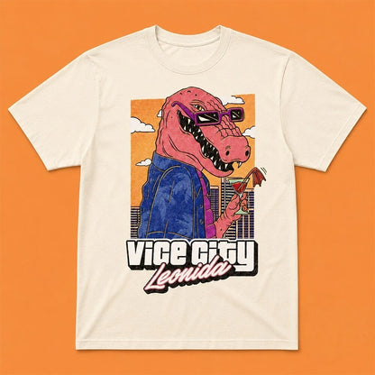 Jason Vice City Leonida Alligator Printed 2026 New T-shirt 100%Cotton Men's Women's Popular Streetwear Casual Tshirt Casual Tops