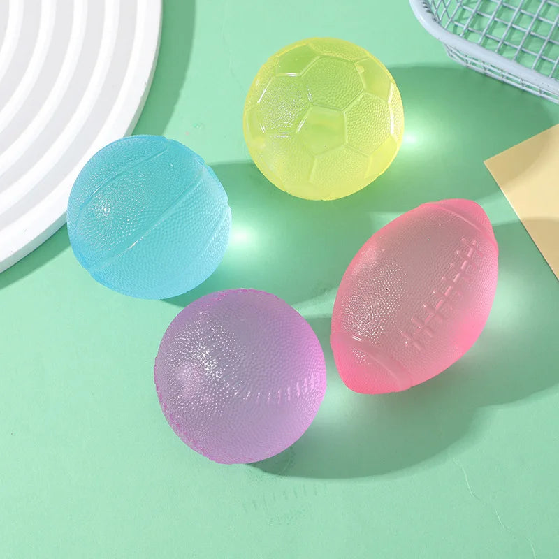 Stress Relief Toy Simulation Football Basketball Rugby Squishy Squeeze Toy Crystal Soil Desk Fidget Toy Christmas Gift