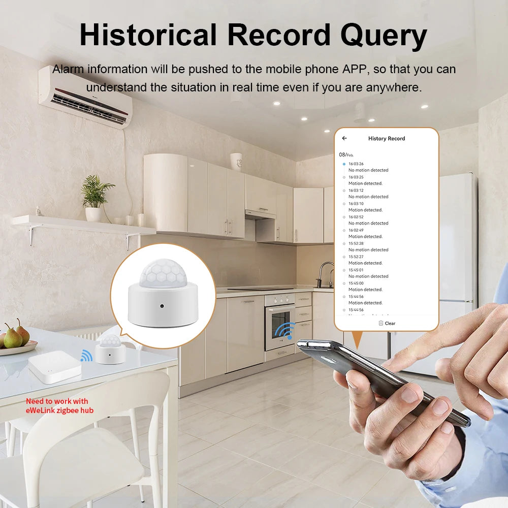 Zigbee PIR Motion Sensor PIR Infrared Detector Smart Home Security Alarm Ewelink App Control for Home Security