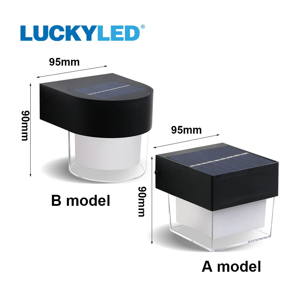 LUCKYLED Solar Outdoor Wall Light Waterproof LED Facade Wall Lamp 4W Wireless Street Porch Garden Lighting