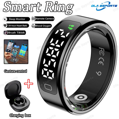 New R11 Smart Ring Men Women LED Display Screen Heart Rate Blood Oxygen Monitoring Waterproof Multi Sports Modes Smartrings 2025