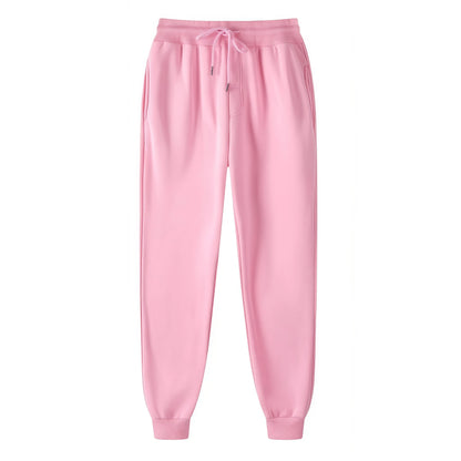 Unisex Solid Jogger Sweatpants Elastic Drawstring Cuff Sports Pants Multi-color Loose Fit Casual Gym Running Trousers Size S-3XL