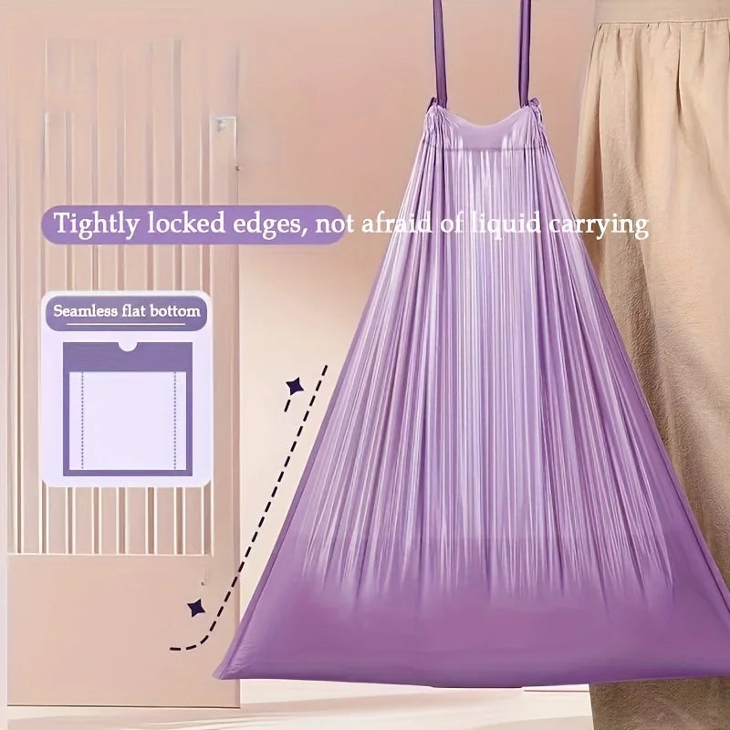 Purple Drawstring Trash Bags 100-Pack Thick Leak-Proof Disposable Garbage Bags for Kitchen Bathroom Home Trash Cans