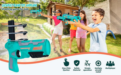 Airplane Launcher Toys for Kids Summer Outdoor Catapult Gun Foam Glider Flying Plane Toy  Game Gifts for Boys Novelty & Gag Toys