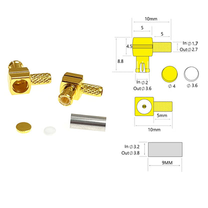 1pc or 10pcs  MCX Male Female Plug Jack  RF Coax Connector Crimp  for RG316  Cable Straight  Right  Angle  Goldplated Terminal