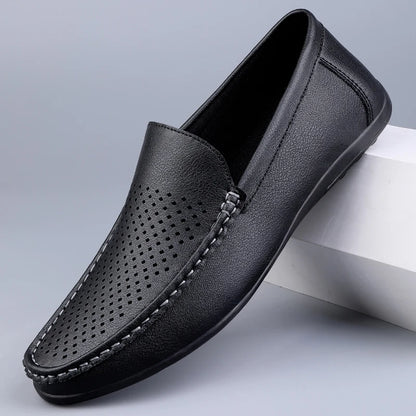 New men's daily casual leather shoes driving shoes new hollow Doudou men's shoes outdoor lazy pedal