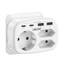 LENCENT EU Plug Power Strip with  3 AC Outlets +3 USB Charging Ports+ 1 Type C 5V 2.4A  Adapter 7-in-1 Plug Socket On/Off Switch