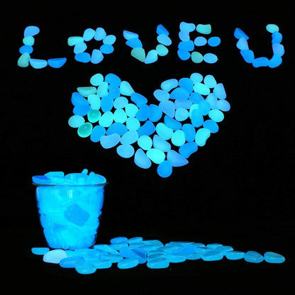 300Pcs the Garden of Light on the Dark Pebbles for Yard Rock and Manwalk Decoration Fairy Tale Garden DIY Decorative Luminous Stone