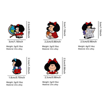5pcs Cute Girl Enamel Pin Set Cartoon Badges on Backpack Women's Brooches Hat Lapel Pins Cosplay Accessories Toys Gifts