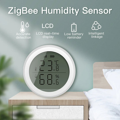 Temperature and Humidity Sensor With LCD for ZigBee Smart life APP Google Alexa Voice Control Support Multi-mode Gateway Option