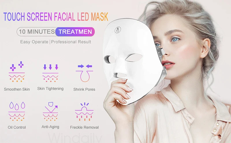 7 Colors Wireless Led Face Mask Therapy Photon USB Recharge Facial Mask For Anti Aging Skin Rejuvenation Skin Care Beauty Device