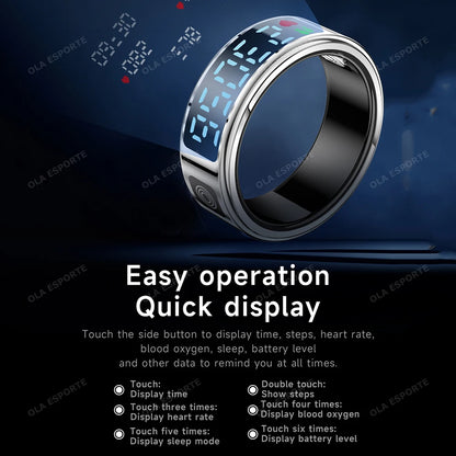 2026 new smart ring with charging compartment HD screen sports mode photo control，5ATM waterproof smartring ,for ios andriod