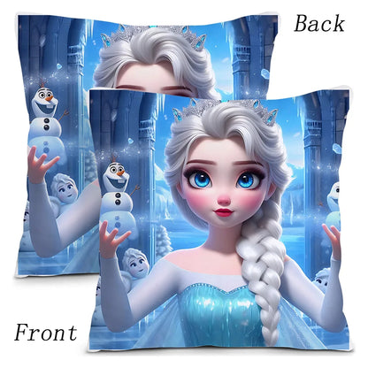 Cute Cartoon Frozens Elsas Pillow Covers Cartoon Sofa Decorative Home Double-sided Printing Short Plush Cute Cushion Cover