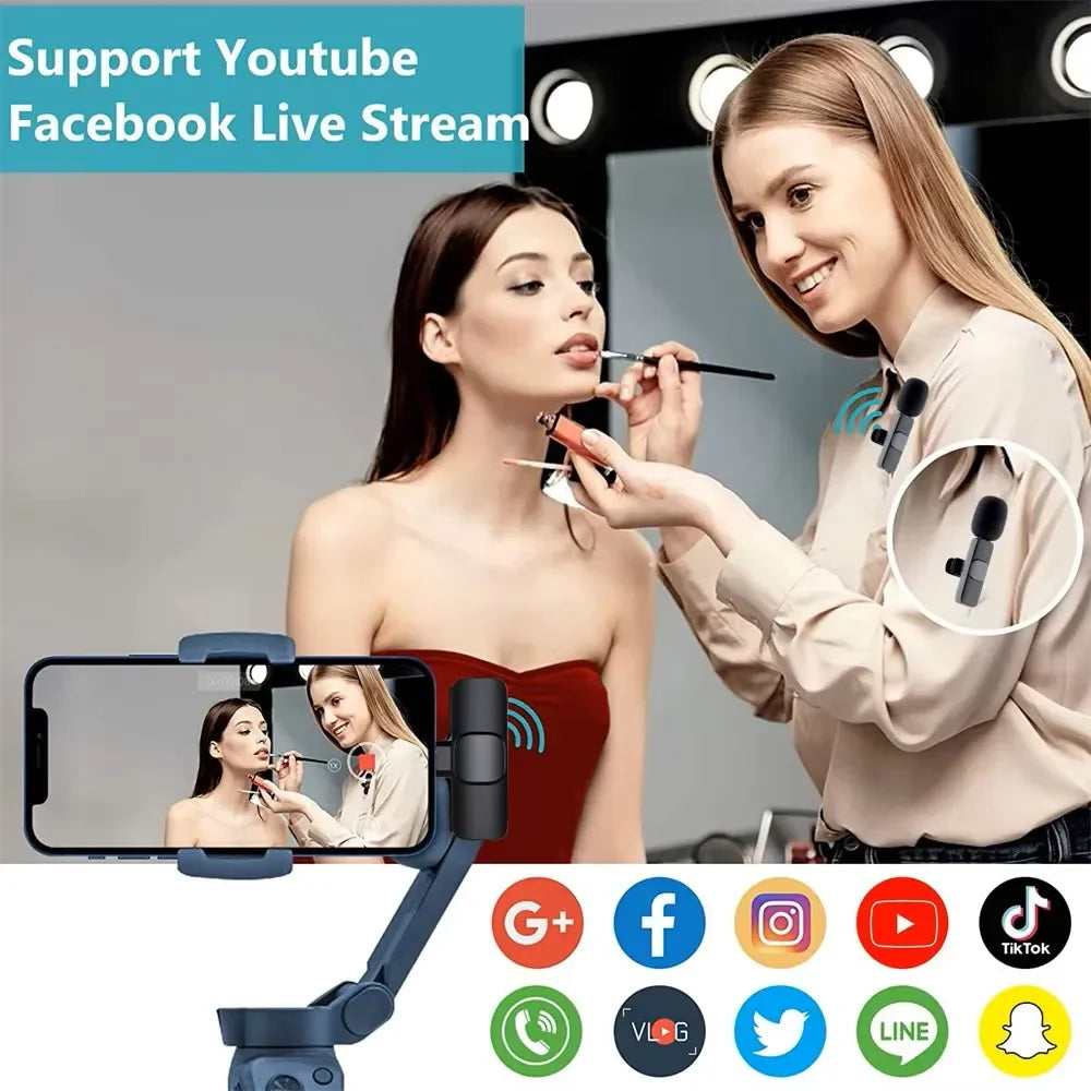 Lenovo Bluetooth 5.3 Mini Portable Wireless Lavalier Microphone for Live Broadcast Gaming Audio Video Recording iPhone Android