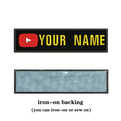 YouTube Logo 10X2.5cm Embroidery Custom Name Text Patch Stripes Badge Iron On Or  Patches