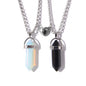 2Pcs/Set Luminous Hexagonal Column Heart Pendant Couple Magnetic Necklace Natural Stone Geometric Pendant Necklace Jewelry Gifts