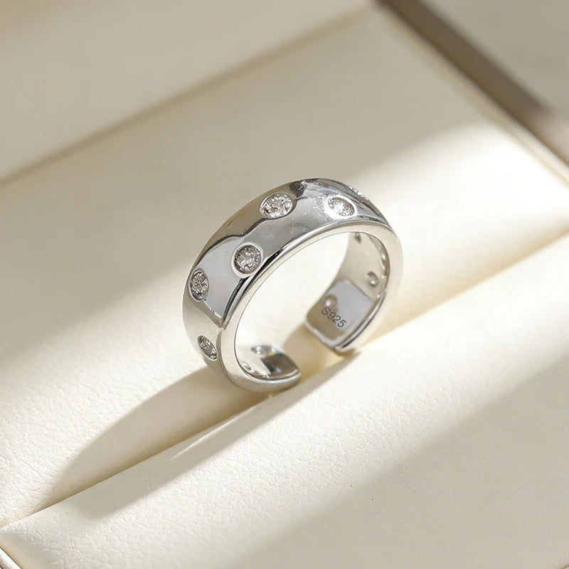 PANJBJ 925 Sterling Silver Lotus Ring For Women Retro TextureJewelry Irregular Creativity Adjustable Jewelry Party Gift Dropship
