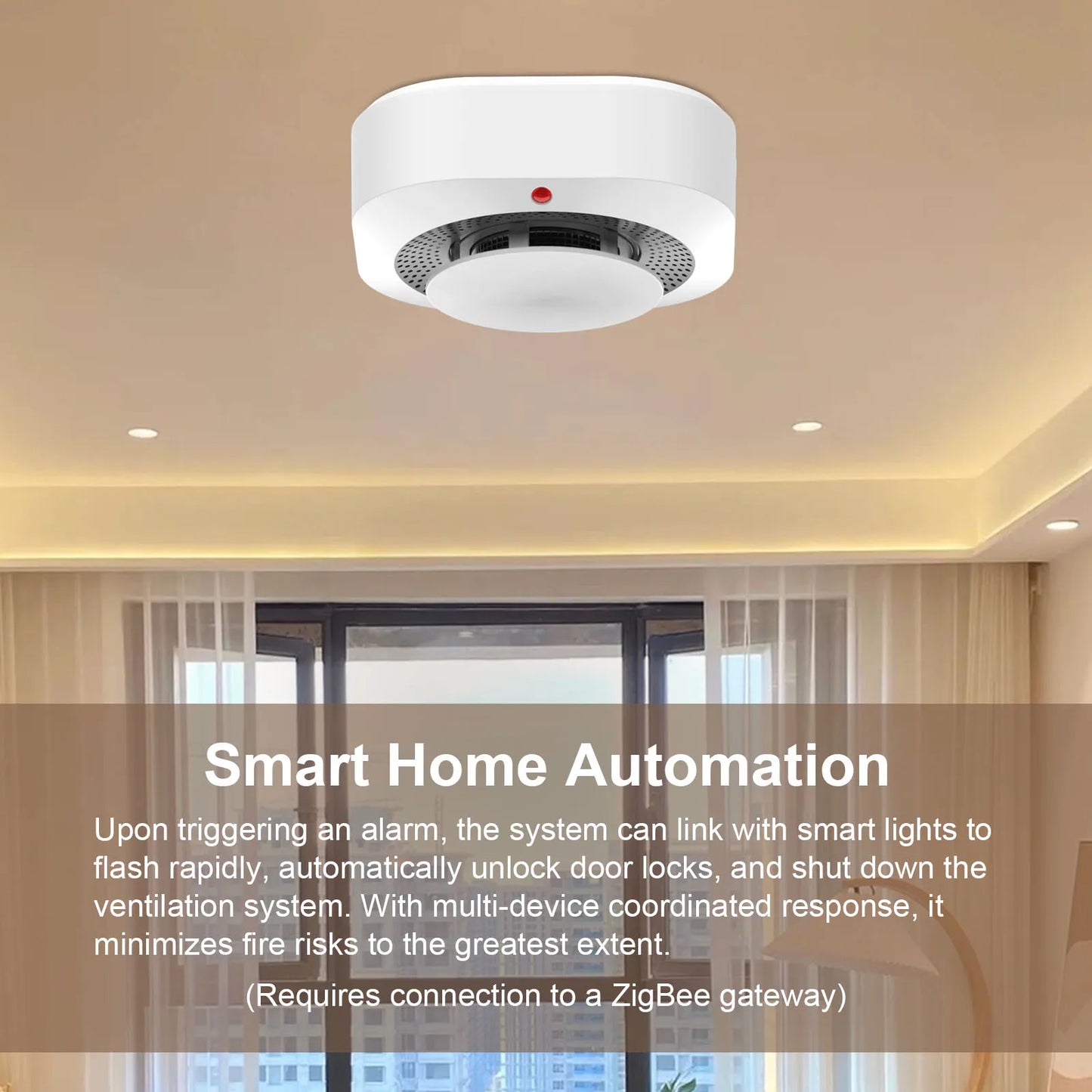 ZigBee WiFi Smart Smoke Detector Alarm, Works with Tuya Smart Life App Compatible Fire Sensor for Home Security, App Alerts