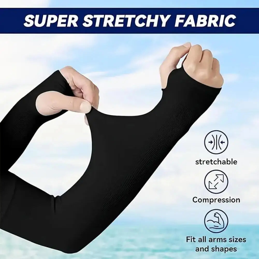 2 Pcs (1 Pair) Women's Ice Silky Fiber Fabric Arm Sleeves, Cooling Arm Covers for Running, Fishing, Cycling