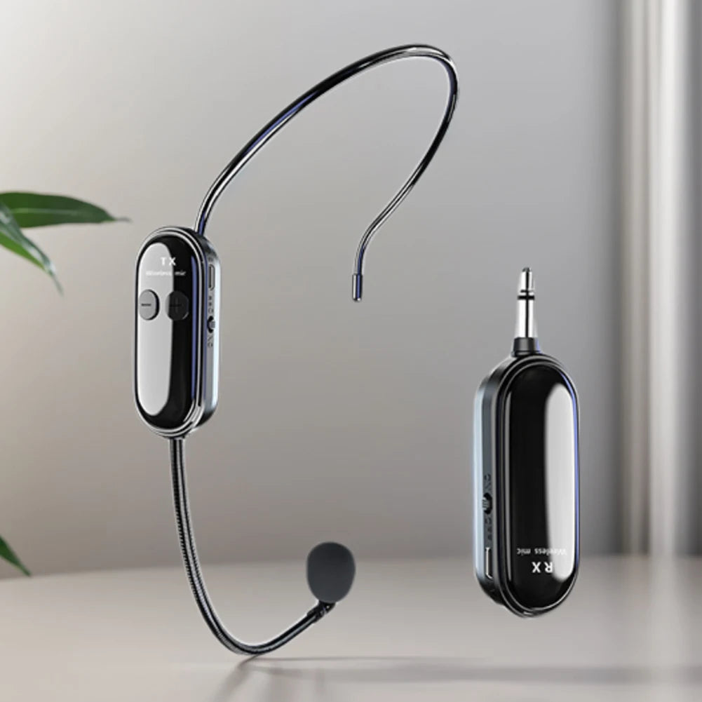 1-5PCS 2.4G 2 in 1 Head-mounted Wireless Lavalier Microphone Set Transmitter with Receiver for Amplifier Voice Speaker Teaching