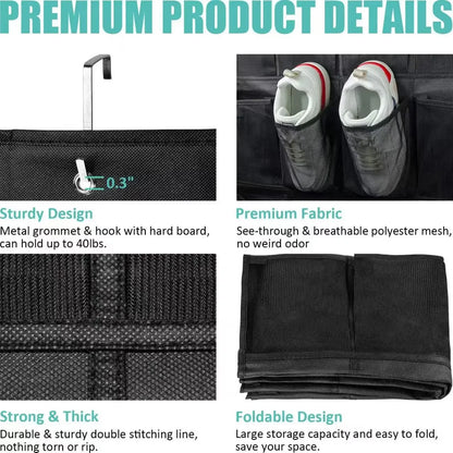 14/24/40 Grids Over The Door Shoe Rack  Mesh Pockets Hanging Shoe Organizer For Closet Hanging Shoe Rack Holder