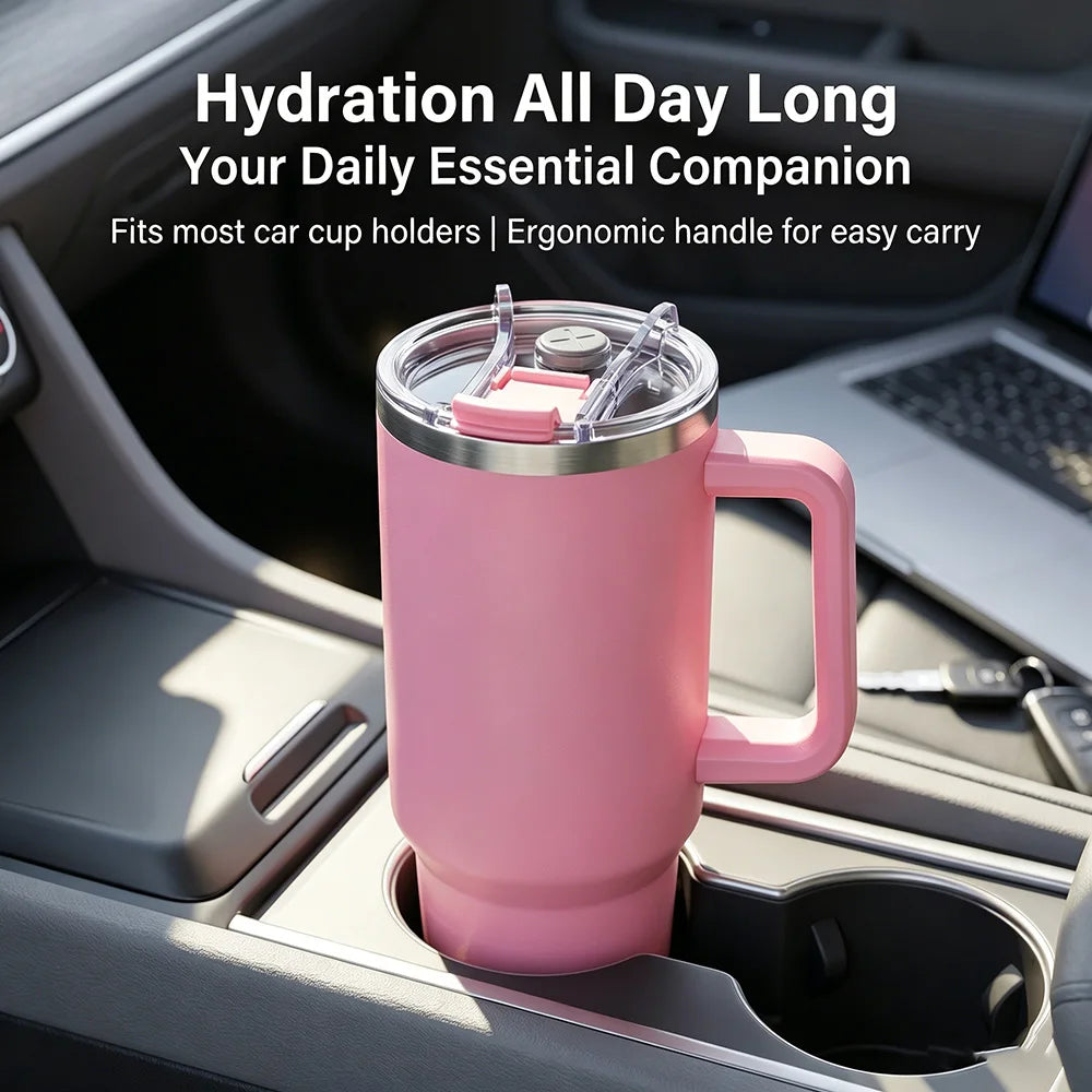 Custom Water Bottle Outdoor Thermos Portable 304 Stainless Steel Coffee Thermal Mug with Straw Tumbler Vacuum Flasks Cold & Hot
