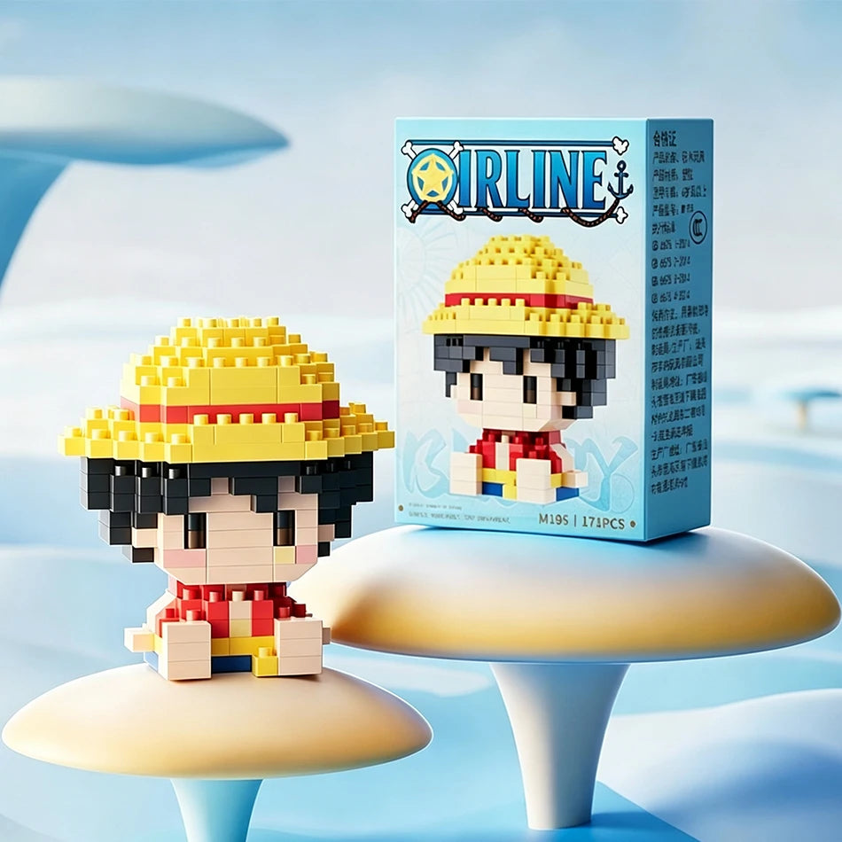 New ONE PIECE Sun God Nika Luffy Micro Action Block Chopper Ace Buggy 3D Anime Model Assembly Mini Bricks Figure Toys For Gift