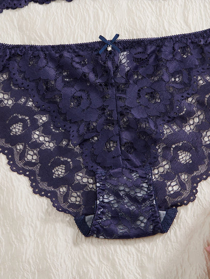 6-Piece Set Women's Underwear Set Sexy Patterned Lace Patchwork No Lining Comfortable Fitting Women's Push-Up Bra Sexy Lingerie