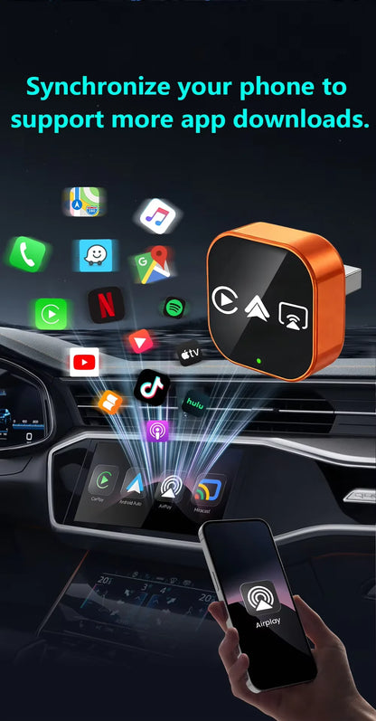 CarRocket 4in1   Carplay Adapter Wired To Wireless Android Auto Mirror Link Smart MiNi Ai Box USB Plug and Play Bluetooth WiFi