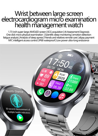 2026New 1.73-inch Sapphire AMOLED Smart Watch Men Women ECG Uric Acid Blood Pressure Health Track Call Clock Care Smartwatch NFC