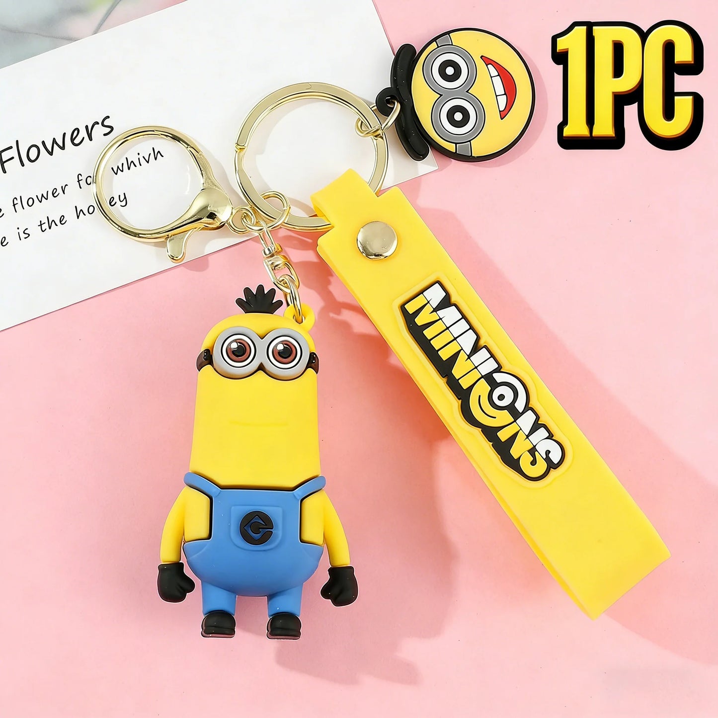1/3/7/14PCS New Popular Anime Minions Keychain Cartoon PVC Children Toy Gift Cute Key Ring School Bag Pendant Car Key Chain