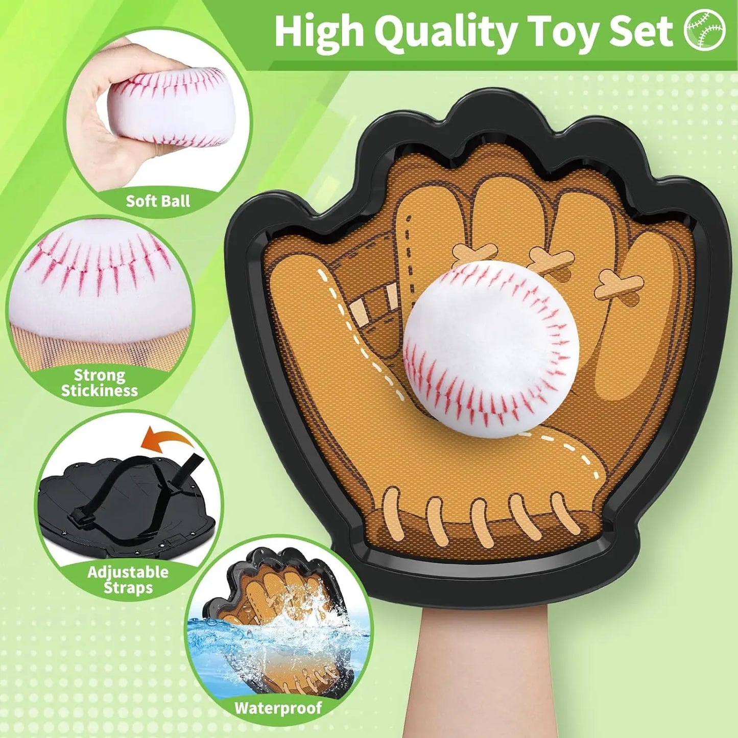 Catch and Toss Ball Game Set Stick Ball Catch Baseball Training Glove for Sports Summer Outdoor Toy Yard Beach Pool Game Gift