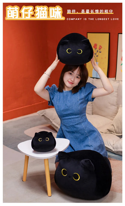 10/30CM Cute White Black Cat Plush Toys Soft Pillow Kawaii Kitten Cat Cartoon Stuffed Animals Cushion Decoration Pendant Gift