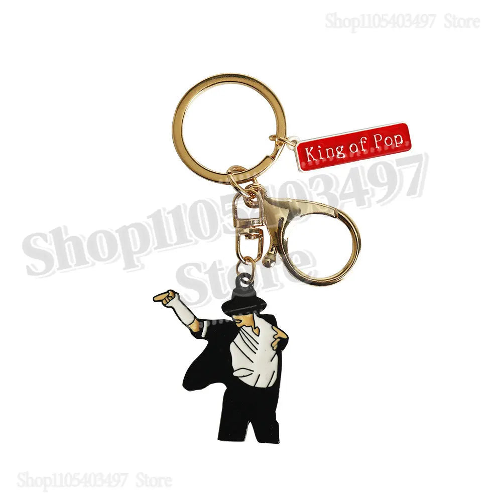 2026 Michael Jackson "King of Pop" Keychain, MJ Moonwalk Figure Keyring with Fedora Hat Pendant, Music Fan Collectible Gift