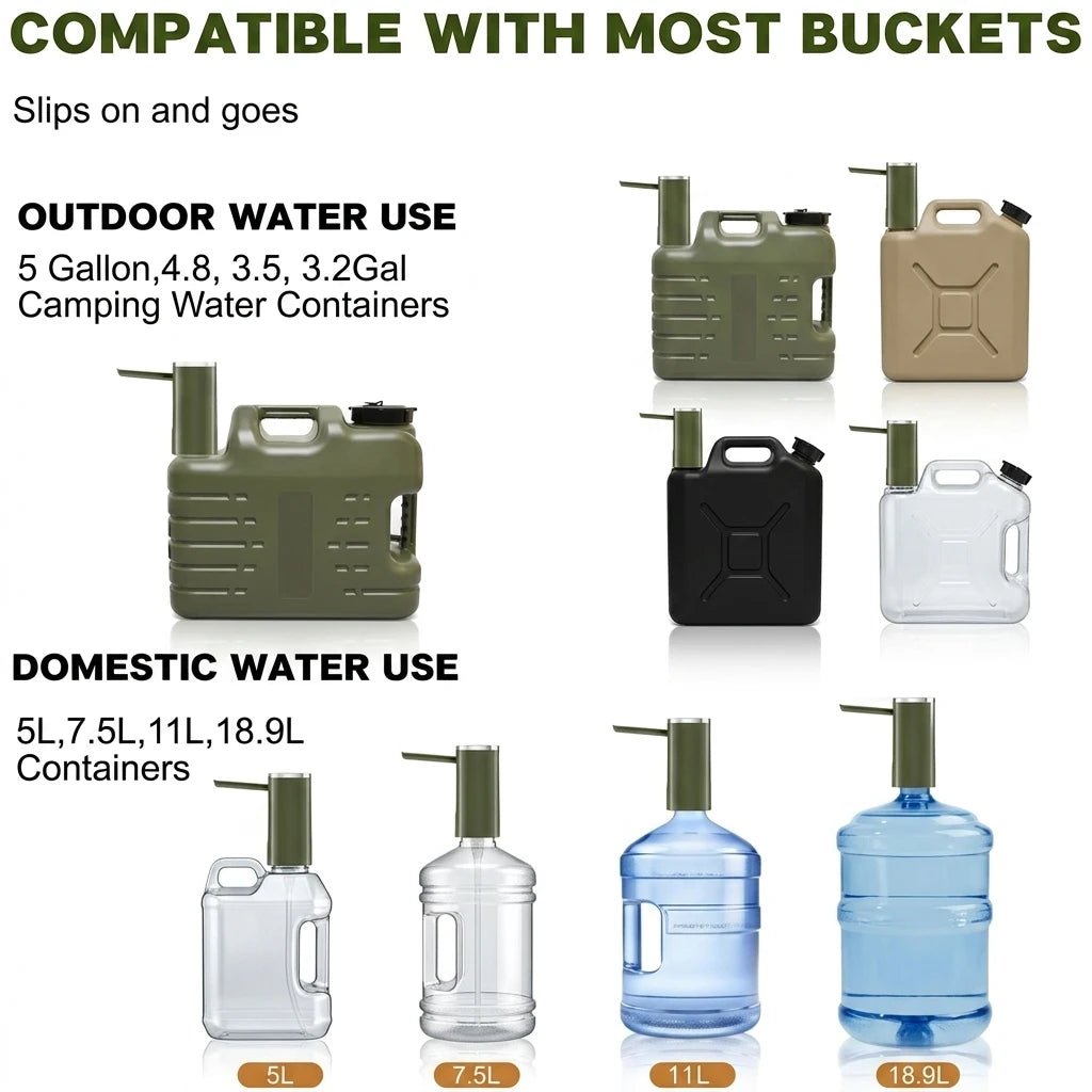 Auto Touch Water Pump for 5/4.8/3.5/3.2Gal, Foldable Faucet, Camping/Hiking/Outdoor, USB-C, Leakproof Lightweight