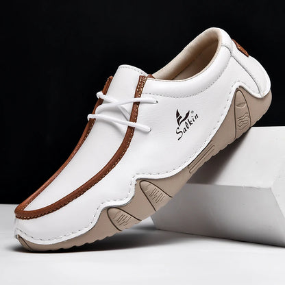 Design Sneakers Man Loafers Breathable Low Top Flat Shoes Driving Plus Size New 2026 Fashion Handmade Leather Casual Men Shoes