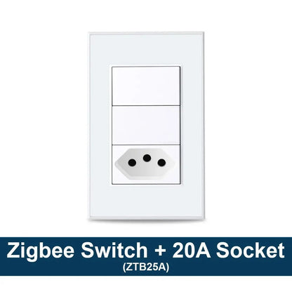 Zemismart Zigbee Smart 10A 20A Brazil Socket Light Switch with Outlets Work with Tuya Smart Life App Alexa Google Home Control