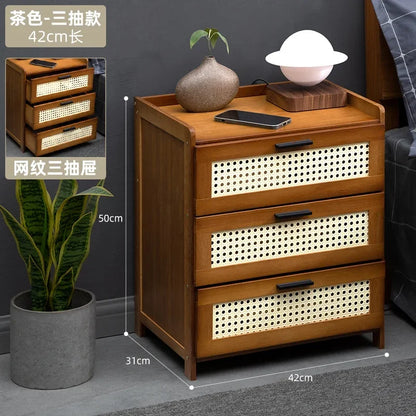 ‌Modern Minimalist Nightstand - Solid Wood Bedside Storage Cabinet with Drawer, Space-Saving Slim Design for Studio Apartments