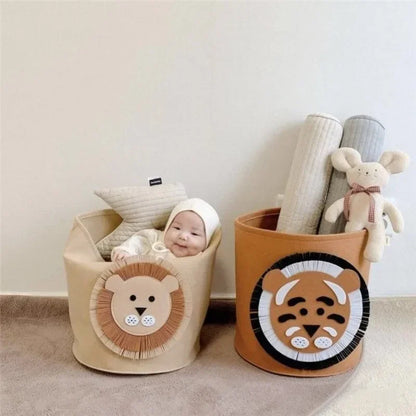 1/2/3/5PCS Baby Storage Basket Panda Dinosaur Cartoon Felt Organizer Laundry Dirty Clothes Bucket Toy Storage Box Gift Ideas
