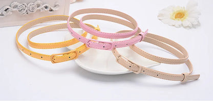 Children Candy Color Belts 1.2cm Super-thin PU Belts Simple Solid Color Lightweight Belts Summer Apparel Accessories