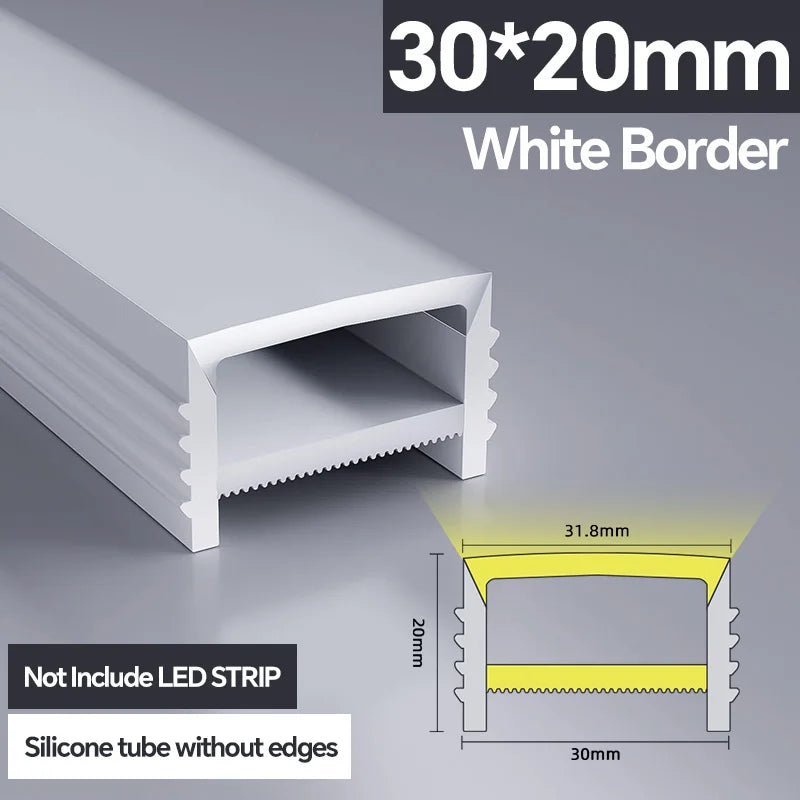 1M-10M LED Neon Rope Tube Soft Silicone Diffuser Channel Black/White Flexible Ribbon Strip Light for Recessed Channel