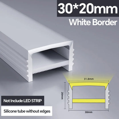 1M-10M LED Neon Rope Tube Soft Silicone Diffuser Channel Black/White Flexible Ribbon Strip Light for Recessed Channel