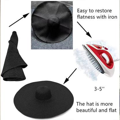 70cm Oversized  Wide Brim Sun Hat Travel  Large UV Protection Beach Straw Hats Women's Summer Floppy Foldable Chapeaux Wholesale