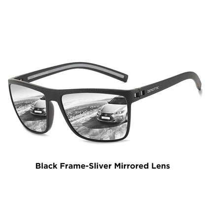 ZENOTTIC Retro Polarized Sunglasses for Men Lightweight TR90 Frame UV400 Protection Square Sun Glasses Night Vision Goggles
