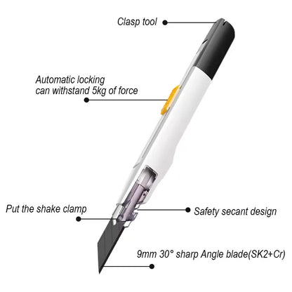 SDI 9mm Anti-Shaking Utility Knife 30-Degree Angle Sharp Black Steel Blades Box Cutter Auto Lock Professional Craft DIY Opener